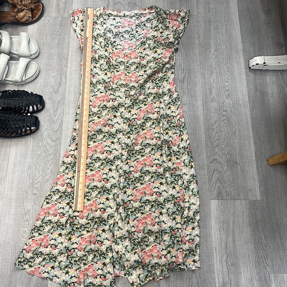 Loft Multicolor Floral Short Sleeve Summer Sundress Midi Dress size 10 - Picture 12 of 14